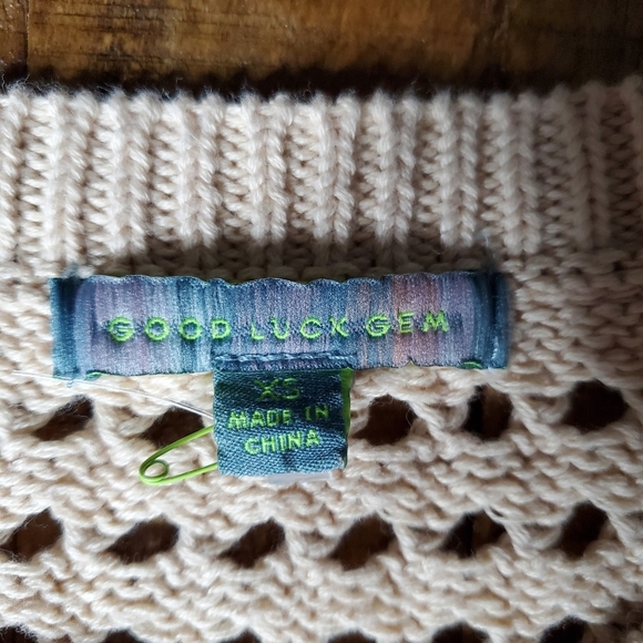 Good Luck Gem Crochet Sweater SZ XS - Picture 5 of 5